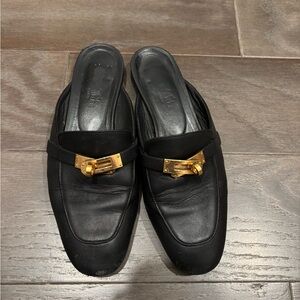 Hermes black oz mule